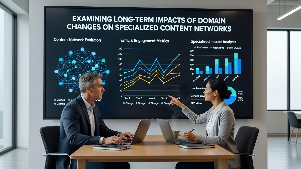 Chart illustrating recovery timelines and engagement metrics following domain alterations in content-focused networks